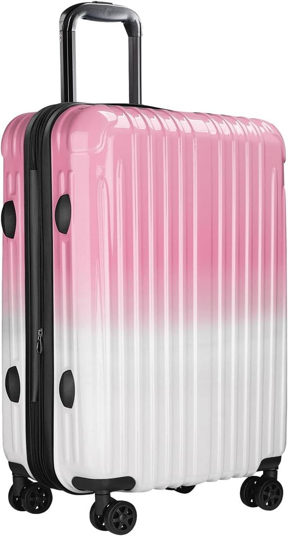 Carry On Suitcase, 20 Inch Carry On Luggage with Wheels, Hardside Large Suitcases with Wheels, TSA Lock (Peach)