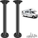 29" RV Table Legs and Base Mount | Heavy-Duty Aluminum | Standard Pedestal for Camper, Trailer, Boat | Durable Matte Black Finish (2 Legs & 4 Bases)