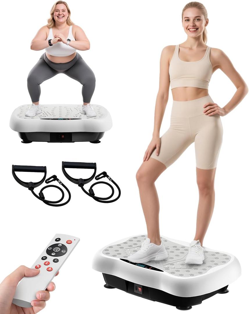 Vibration Plate Exercise Machine, Vibrating Platform for Lymphatic Drainage with 120 Speeds, Upgraded Vibrated Plates for Weight Loss, Full Body Workout Equipment for Fitness at Home