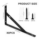 Heavy Duty Shelf Brackets - 8 Pcs Metal Wall Mount L Shaped Shelves Support Angle Brackets (7.87x4.72 inch)