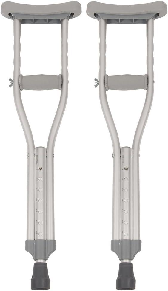 PCP Aluminum Crutches, Push Button Adjustable Height, Lightweight, 1 Pair, Kids Child Size (4'0" to 4'6")