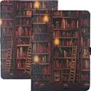 Case for All New Fire HD 8 & 8 Plus Tablet 10th/ 12th Generation, 2020/ 2022/ 2024 Release, Slim Folio PU Leather Case Stand Shell Shockproof TPU Back Cover, Library Bookshelf