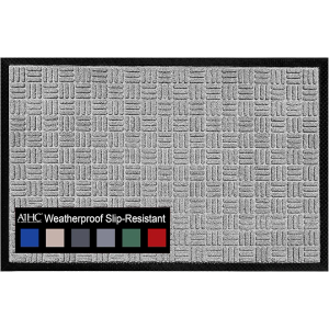 A1HC Durable and Versatile Polypropylene Rubber Door Mat All Weather Inside Outside Door Mat Easy to Maintain for Entrance Back Doors, Patio, Garage All Commercial Places 16x24,Light Gray,Criss Cross