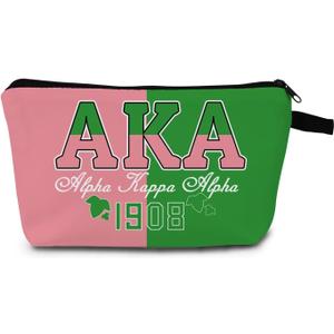AKA Alpha Kappa Alpha Print Makeup Bag 1908 Design Cosmetic Organizer Sisterhood Birthday Gift Festival Present for Women Teens Travel Beauty Pouch