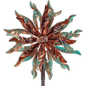 DREAMSOUL 360 Wind Spinners Outdoor, Metal Double Wind Spinner with Stable Stake Windmill for Yard Garden Decor (63 * 14 Inches)