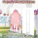 Teenyyou White Wedding Backdrop Stand Metal Balloon Arch Backdrop Stand with Foldable Base for Wedding Birthday Party Anniversary Decor, Adjustable Height(1-2m H) Installation Free(1 Pack)