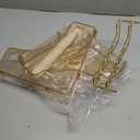 NATURE'S SOURCE Makeup Organizer for Vanity, 3-Tier Corner Bathroom Organizer Countertop with Makeup Brush Holder, Corner Counter Storage for Bathroom Dresser- Amber Gold