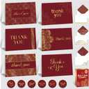 Decorably 24 Pack Gold Foil 6x4in Red Thank You Cards with Envelopes and Stickers, 6 Elegant Designs for Friends, Family, Loved Ones, Blank Inside - All Occasions, Holidays, Gifting, Mailing