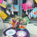 Talking Tables Colorful Mexican Pom Pom Garland for Boho Fiesta Birthday Party Llama Decor; Great for Encanto, Moana Themes; 13ft Paper Garland, Easy to Hang