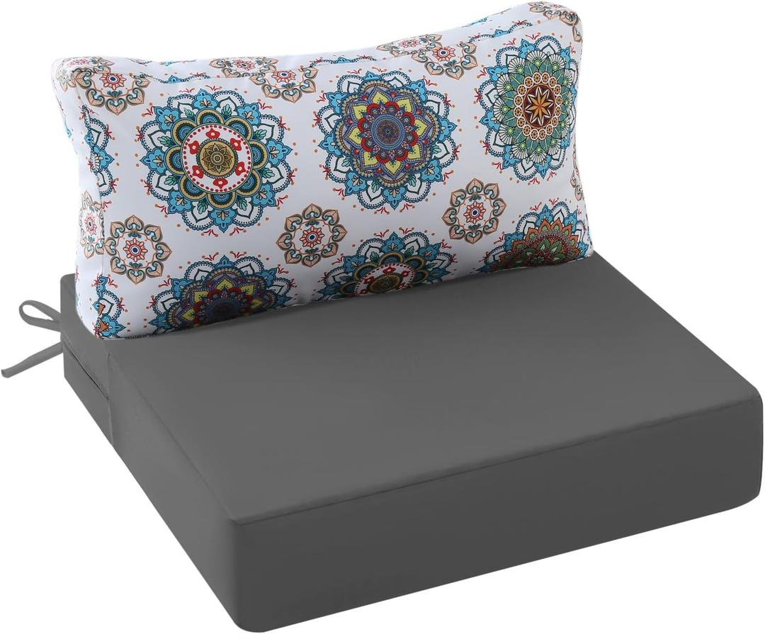 Outdoor Cushions for Patio Furniture 26.5x26.5, Outdoor Seat Cushions with Fade Resistant Waterproof Removable Cover, Replacement Deep Seat Couch Chair Cushion for Yard Garden Deck (Medium Grey)