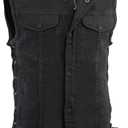 Milwaukee Leather Men's Classic Club Style Premium Denim Motorcycle Biker Vests MDM (Black, L)