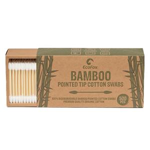 Precision Tip Bamboo Cotton Swabs 500 Count | Eco-Friendly & Pure Cotton Buds | Double Tipped Sticks | 100% Plant-Based & Natural | Perfect for Nails & Makeup, Fine Cleaning, Arts & Crafts