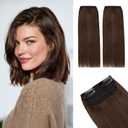 Rich Choices Short Clip in Hair Extensions Real Human Hair - 2PCS Remy Mini Clip ins Hairpiece for Women - Hairs Extensions for Thin Hairs 6 Inch #4 Medium Brown