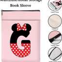 Cute Cartoon Mouse Gifts Initial A-Z Personalized Book Sleeve Pouch Monogrammed Waterproof Book Covers Magic Mouse Printed Pouch with Pockets Protector for Books Lover Reader Women Girls (G)