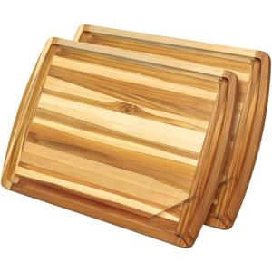 Premium Teak Wood Chopping Board 2-Pack (24"x18") with Juice Groove Extra Large & Durable Cutting Board for Meat, Fruits, and Veggies