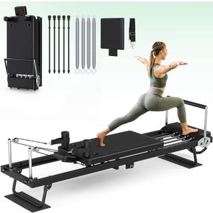 XDDIAS Pilates Reformer 91.3" Large Foldable Reformer Pilates Machine with Longer Slide Rails, Jump Board, 2 Resistance Combinations, 6.2' Height Friendly Pilates Equipment for Home Gym, Up to 400 LBS XDDIAS Pilates Reformer 91.3" Large Foldable Reformer Pilates Machine with Longer Slide Rails, Jump Board, 2 Resistance Combinations, 6.2' Height Friendly Pilates Equipment for Home Gym, Up to 400 LBS