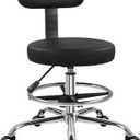 BFTOU Black Drafting Chair with Back Tall Adjustable Rolling Stool with Footrest Thick Seat Cushion Office Desk Chair for Shop Salon Bar Kitchen Studio Home