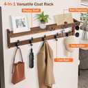 29'' Coat Rack Wall Mount with Shelf, Coat Hanger Wall Mount with Key Hooks and Mail Holder, Wood Entryway Floating Shelf with Hooks and Storage, Hat Rack for Wall Key Holder Mail Organizer
