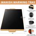 Electric Warming Tray (XL 32"x18")Food Warmers for Parties Buffet with Thermostat & Full Surface Heating, Tempered Glass Warming Mat for Food, Temperature Adjustable Gold Handles Chafing Dishes