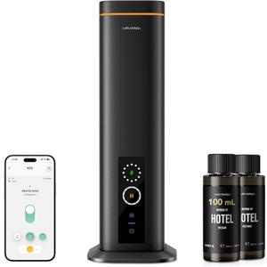 Airversa Waterless Diffuser, Smart Tower Diffuser with App Control, Cold Air Scent Diffuser Oil Machine for Homes Offices Hotels, 300mL Capacity, Up to 1500 sq ft, DC-12V/1A Plug, RDX Black Kit