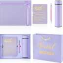 Eaasty 5 Pcs Social Worker Appreciation Gifts 18 oz Tumbler Journal Ballpoint Pens Gift Boxes Bag Thank You Gifts for Women Coworker Bsw MSW DSW Lcsw Volunteer Office Supplies(Purple)