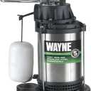 WAYNE - 1 HP Submersible Cast Iron and Stainless Steel Sump Pump with Integrated Vertical Float Switch - 6,100 Gallons Per Hour - Heavy Duty Basement Sump Pump