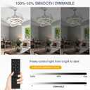 TXCSLY 42 Inch Retractable Ceiling Fan, Chandelier Ceiling Fan with Light DC Motor, 3 Color Tempearture, 6 Wind Speed for Bedroom, Living Room and Dining Room, Silver
