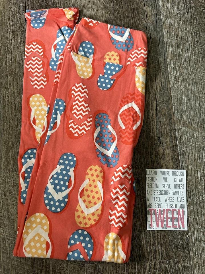 NEW RELEASE Lularoe Leggings Size TC Cute Flip Flops Sandals Print