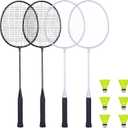 Badminton Rackets Set with 6 Shuttlecocks, Lightweight Badminton Set of 4 for Outdoor Backyard Games, Racquets with Durability for Beginners and Casual Players