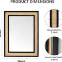 Rectangle Rattan Mirror, 24"x32" Rattan Wall Mirror for Bathroom, Large Farmhouse Wooden Mirror with Handmade Wicker Frame, Decorative Boho Mirror for Nursery Bedroom Living Room Entryway Black