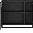 ChooChoo Lighted Medicine Cabinet with Mirror, Bathroom Wall Cabinet with Mirror Doors, LED Lights, Adjustable Shelves, Towel Bar,Wall-Mounted, Black