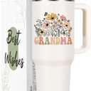 Lifecapido Gifts for Grandma, 40oz Tumbler with Handle, Grandma Christmas Birthday Mothers Day Gifts for Grandmother Grammy Nana Mimi, Creamy