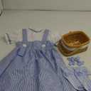 4PCS Deluxe storybook character costumes for girls Girls’ Classic Blue Gingham Dress Costume with Hair Bows Basket Socks Halloween Outfit for Dress Up Book Day Theater Play or Roleplay(10-12 Years), M