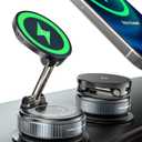 15W Wireless Charger Magnetic Car Phone Holder [Vacuum Suction Cup] 360 Adjustable & Foldable Car Mount for Dashboard/Windshield/Smooth Surface [Compatible with MagSafe] for iPhone/Samsung