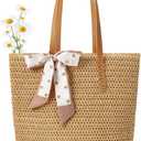 Trifabricy Beach Bags for Women, Large Straw Beach Bag, Beach Tote Bag Shoulder Handbags, Straw Bag Beach Purse for Summer