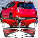 Outer and Inner Tail Lights Assembly Pair for 2016 2017 2018 Toyota Rav4 OE Factory Style Red Taillights Rear Back Brake Lamps Driver and Passenger Side,Chrome Housing Clear Lens