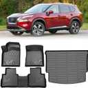 TPE Automotive Floor Mats & Cargo Liner Custom for 2021-2025 Nissan Rogue (Not for Sport), All Weather Cover Protection Waterproof Black Floor Liner Front & Rear Row Full Set Car Mats, 4PCS