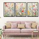 3 Pack Paint by Numbers Kit for Adults with Wooden Frame, Wildflowers Paint by Numbers Kit for Adults, Easy Acrylic Painting by Numbers Kits for Adult on Canvas with Paints and Brushes 8x12 inch