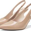 GENSHUO Women's Slingback Kitten Heel Pointed Closed Toe Stiletto Pumps Slip on Elastic Strap Wedding Party Dress Sandals Shoes, 8