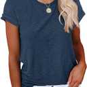 Cicy Bell Women's Short Sleeve Shirts Crewneck Loose Casual Summer Basic Tees Tops M