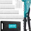 Libraton Heavy Duty Rivet Gun, Pop Rivet Gun Set, Professional Hand Riveter, Manual Riveting Tool with 110Pcs Rivets and 4 Interchangeable Heads, for Metal, Wood and Plastic