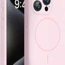 Miracase Magnetic for iPhone 15 Pro Case, [Soft Anti-Scratch Microfiber Lining], Compatible with MagSafe, Liquid Silicone Shockproof Drop Protection Phone Case for 15 Pro, Sand Pink