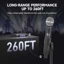 Dual Channel Wireless Microphone System, MELONARE Auto-Scan Professional Cordless Dynamic Mic Set, 260ft Range, 2x100 UHF Metal Wireless Mic for Singing, Karaoke, Church, Wedding, DJ (MWU-20-2H)