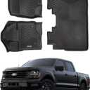 Compatible with Ford F-150 2015-2024  All-Weather Custom Fit Floor Mats, Heavy Duty TPE Car Mats Full Set for SuperCrew Cab