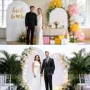 Arch Backdrop Stand and Cover Set of 2 Wedding Metal Arch Stand with Arch Cover White 7.2FT, 6FT for Wedding Party Bridal Baby Shower Birthday Ceremony Event Decor