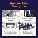 Drive Medical Blue Streak Lightweight Wheelchair, Footrests, 18" Seat