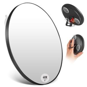 5" 40x Magnifying Makeup Mirror with Suction Cup, Compact Travel Size Vanity Mirror with Ring,40X Powerful+ Magnification Concave Mirror for Detailed Checking, Mid-size Portable Handheld Mirror