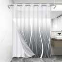 Likiyol Brown Ombre No Hook Shower Curtain with 2 Pcs Snap in Liner, Modern Striped Hotel Shower Curtain and Liner Set, See Through Shower Curtain with Window, Double Layer, Waterproof, Washable (71"W x 74"L (Pack of 2))