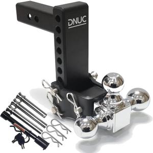 Adjustable Trailer Hitch - Fits 2 Inch Receiver, Tri-Ball (1-7/8" X 2" X 2-5/16") 7-Inch Rise/Drop Hitch, 12,500 lbs GTW Heavy Duty,Truck Tow Hitch with Anti-Theft Locking Hitch Pin