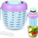 Juome Salad Pod with Dressing Container - Leakproof Salad Container for Lunch with Lid & Spoon, Reusable Salad Jar for Meal Prep & Food Storage, Suitable for Home, Outdoor Travel (Purple)